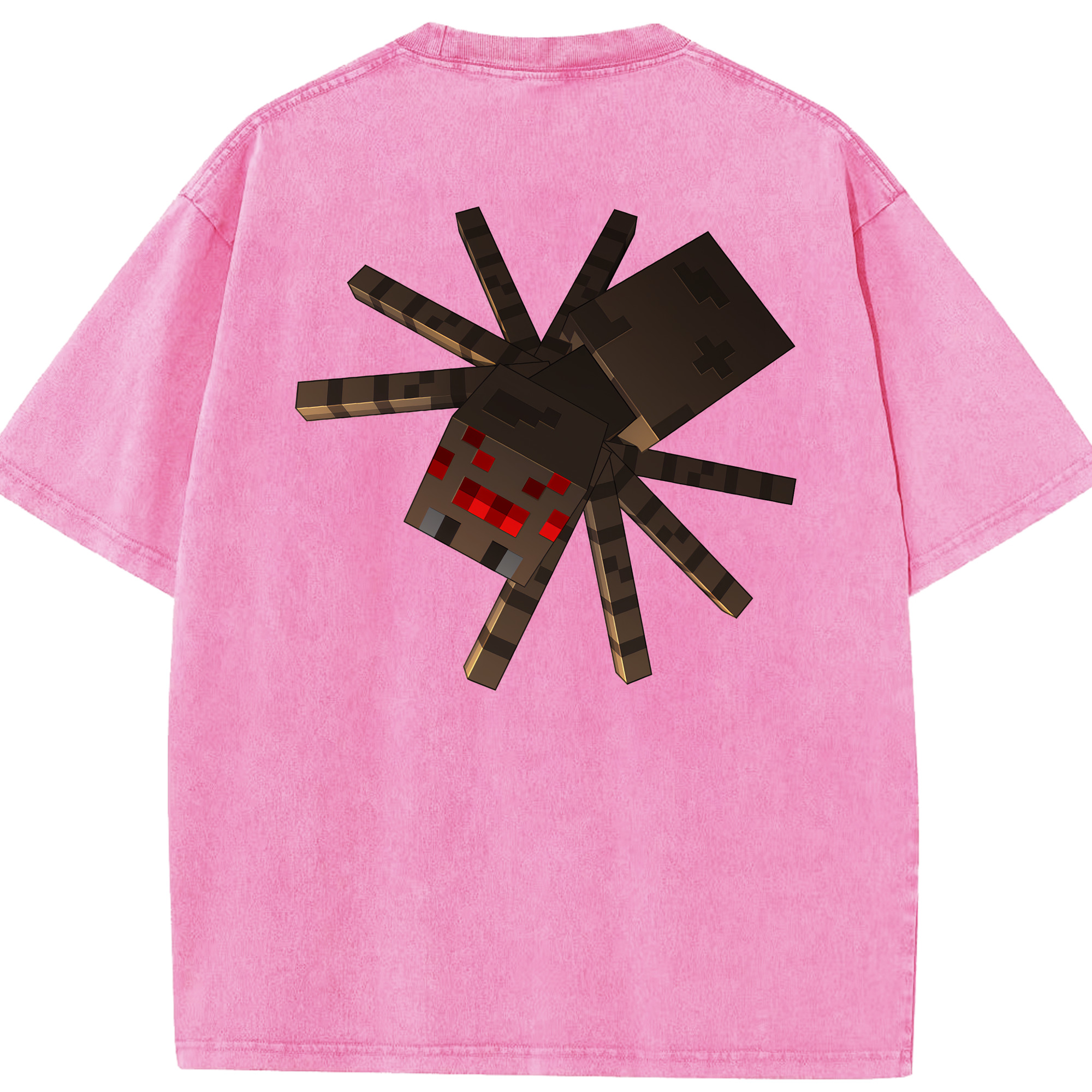 （画像用） マインクラフト ブロックの世界 Minecraft MC Block world 綿100% ヴィンテージ風 半袖Tシャツ（背面プリント）